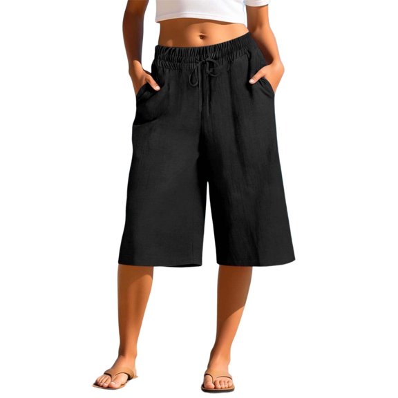 CheerKidz Women's Summer Loose Short Pants Drawstring Elastic Waist Pockets Lightweight Breathable Comfy Shorts for Travel Fashion Casual