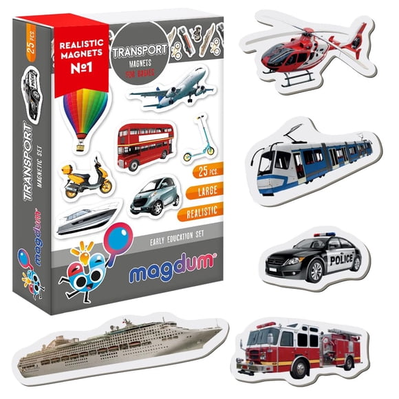 Imanes para Refrigerador Magdum Transporte Niños 25 Imanes 3+ Años