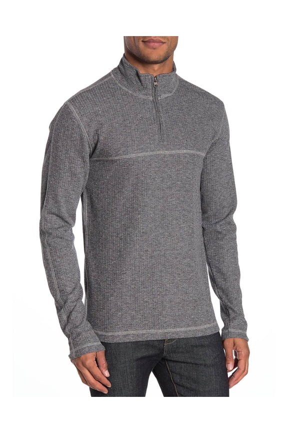 Mens Drop Needle 1/4 Zip Pullover Sweatshirt Medium Black