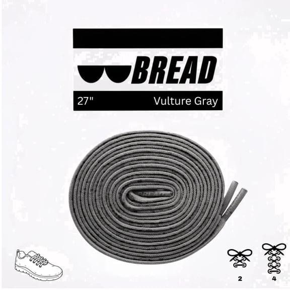 Bread Elastic Shoelaces, No Tie Stretch Shoelaces for Easy Slip-on, Vulture Gray, 27"