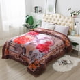thumbnail image 2 of HAOK Fleece Bed Blanket Queen Size 85" x 93", 3-Ply Heavy Thick Winter Blanket 8lb, Pink Floral, 2 of 8
