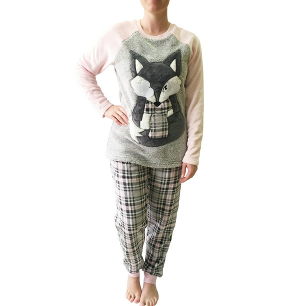 Secret Treasures Women S Plush Fleece Pajama 2 Piece Sleepwear Set With Applique Sizes Xs 3x Walmart Com Walmart Com