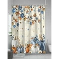 thumbnail image 5 of Fall Thanksgiving Shower Curtain, Orange Blue Floral Pumpkins Maple Leaves Bathroom Decor Curtains Set with Hooks, Waterproof Fabric Home Accessories， 60 X 72 Inch Long, 5 of 6