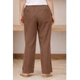thumbnail image 2 of ellos Women's Plus Size Linen Blend Drawstring Pants - 24, Pecan Brown, 2 of 6