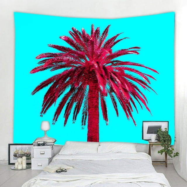 Tapiz de microtela con diseño de cocoteros, 150 x 150 cm