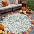 thumbnail image 4 of Farmhouse Turquoise Floral Washable Round Area Rug 8 ft, Linen Boho Flower Rustic Country , Soft Non Slip Rugs Stain Repellent Indoor Felt Carpet for Living Dining Room Bedroom Home Office, 4 of 9