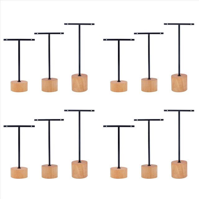 Soporte de Exhibición de Aretes de Barra en T de 12 Piezas con Soportes de Joyería de Base de Madera Organizador de Joyería Colgante para Accesorios de Fotografía A