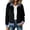 Black, variant on Women's Ribbed Knit Zip Up Jackets with Denim Collar Cuffs & Hem Casual Long Sleeve Cardigan Fall Winter Bomber Jacket