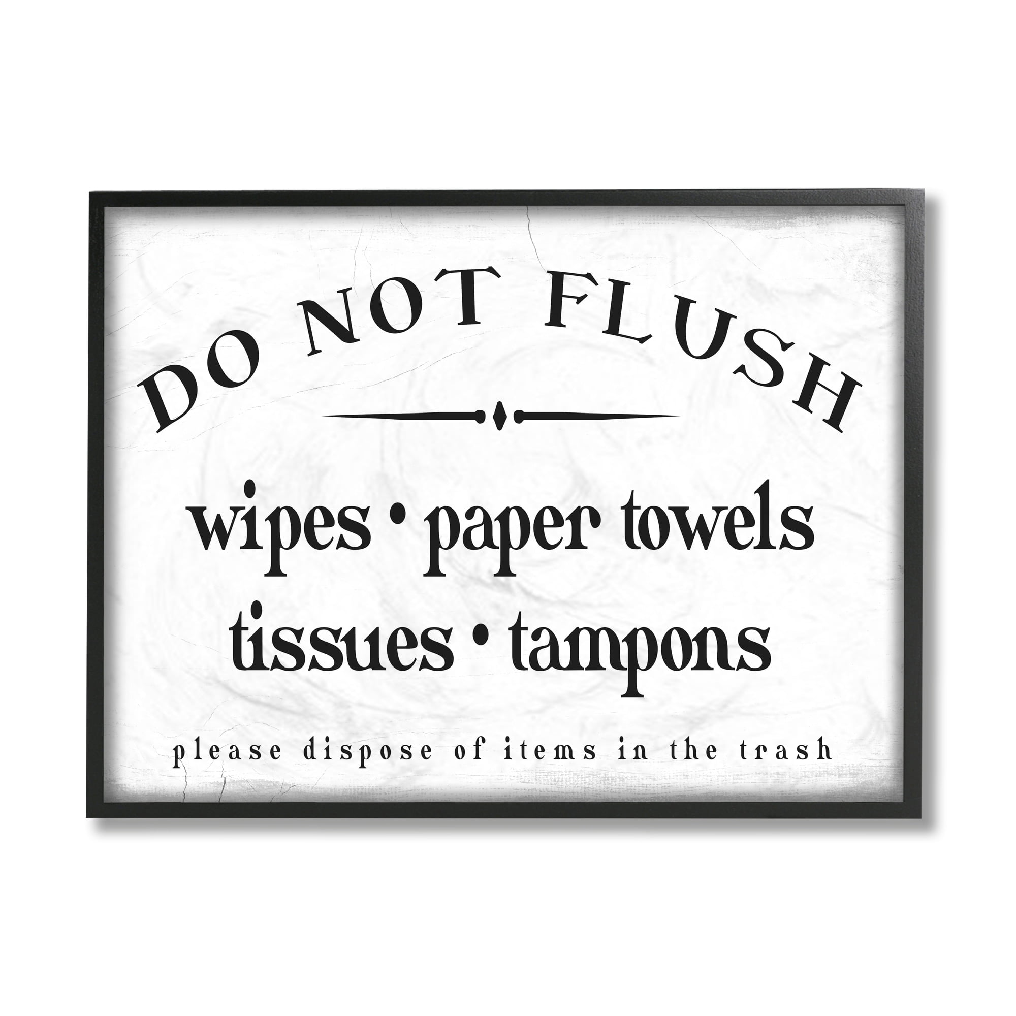 Stupell Industries Don't Flush Disposable Garbage Items Bathroom Sign Black Framed by Daphne Polselli