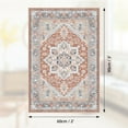 thumbnail image 2 of 2'x3' Area Rugs, Machine Washable Non Slip Area Rug for Bathroom, Soft Low Pile Vintage Print Pattern Indoor Porch Thin Carpet, Brick Red, 2 of 6