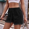 thumbnail image 2 of biudgviw Denim Shorts for Women Elastic High Waisted Trendy Drawstring Jeans Casual Hot Summer Shorts with Pockets, 2 of 5