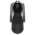 thumbnail image 4 of Aislor Womens Contemporary Lyrical Dance Long Sleeve Rhinestone Backless Ballet Dancewear Leotard Dress Black S, 4 of 7