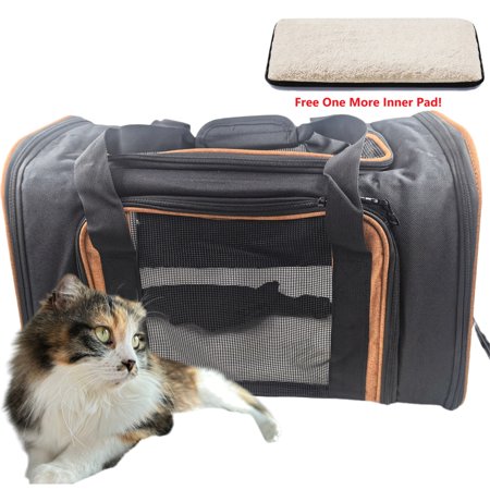 Moyeah Pet Carrier for Large Cats 20 lbs+ / Soft Sided Small Dog Travel Carrier Top Load/Collapsible Carrier Bag for Big Cat / 2 Kittens Sturdy Transport Carrier Long Trips/Medium Cats 15 pounds