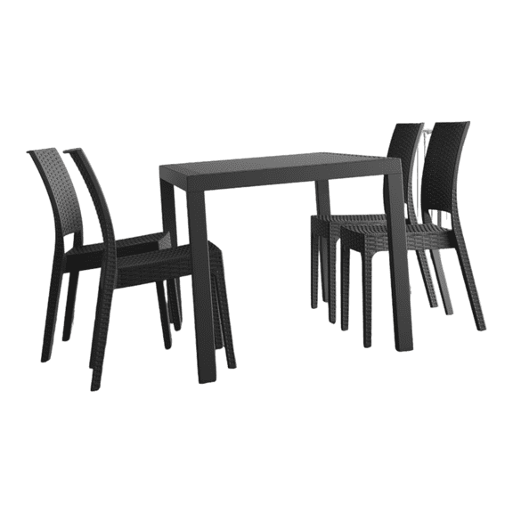 Luxury Commercial Living 5-Piece Gray Wickerlook Square Patio Dining Set 34"