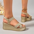 thumbnail image 3 of ssuyfkrb Wedge Sandals,Platform Sandals Women,Womens Shoes Sandals,Open Toe,Peep Toe,Vacation,Casual,Khaki,Free Size, 3 of 10