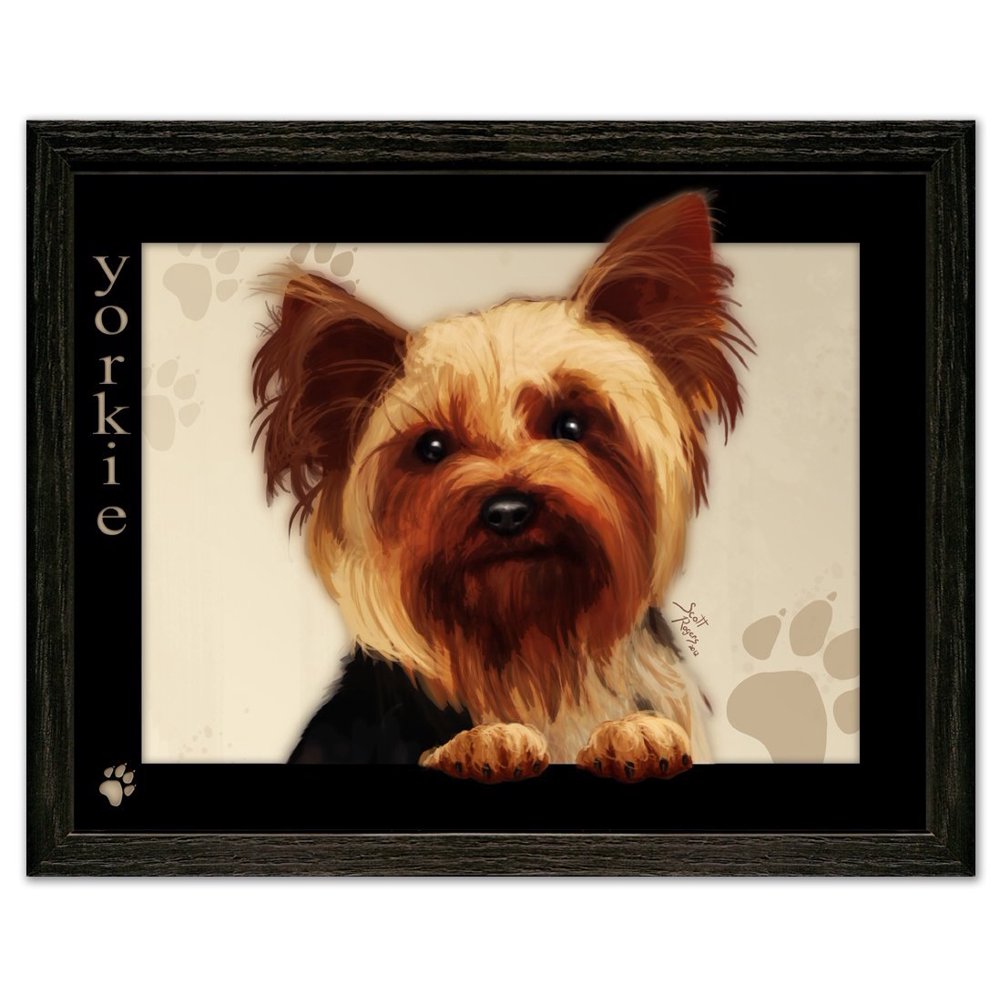 Yorkie Dog by Scott Rogers “Paws on the Picture Frame” 13x10 Framed Art