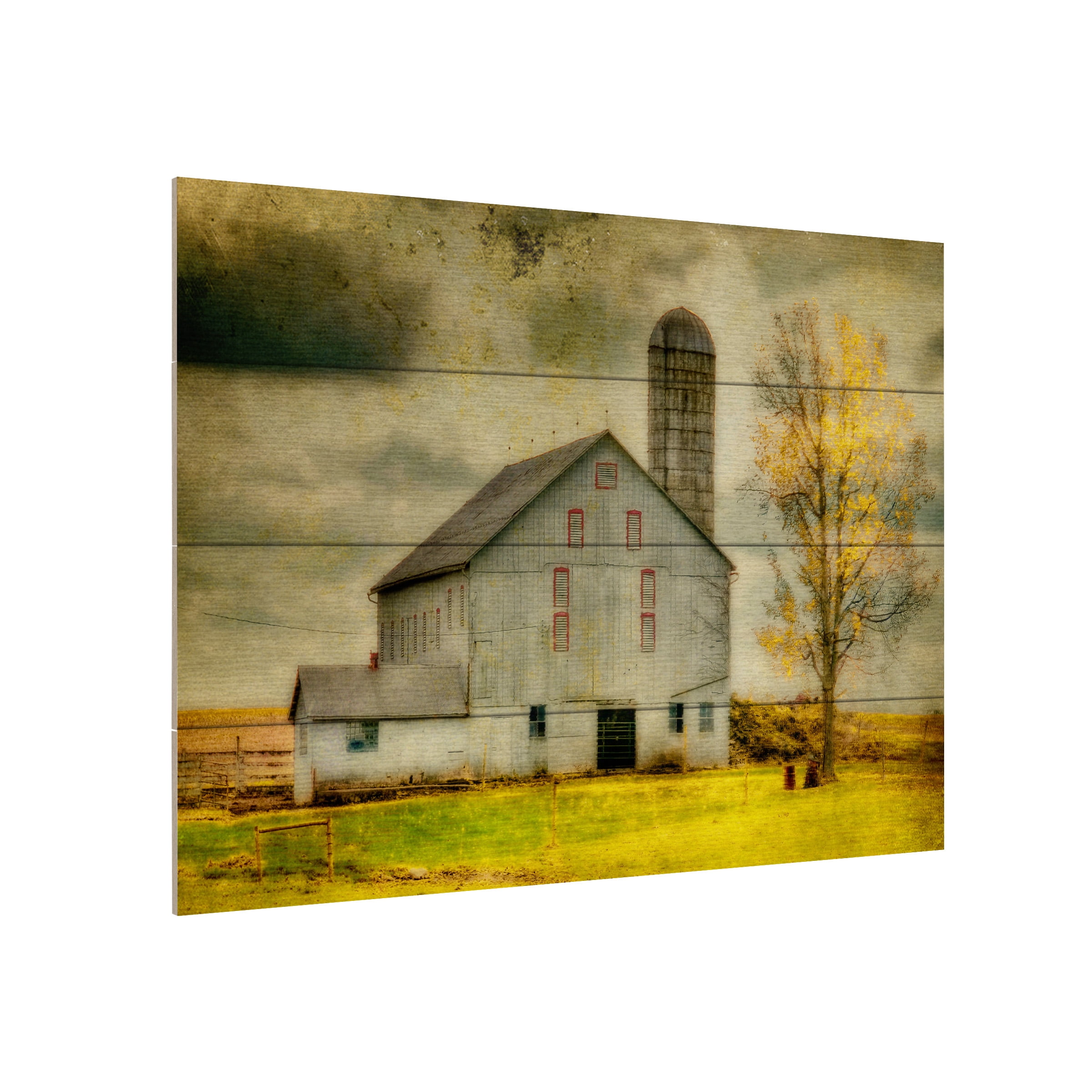 Trademark Fine Art 'Old Barn on Stormy Afternoon' Wooden Wall Art Art by Lois Bryan