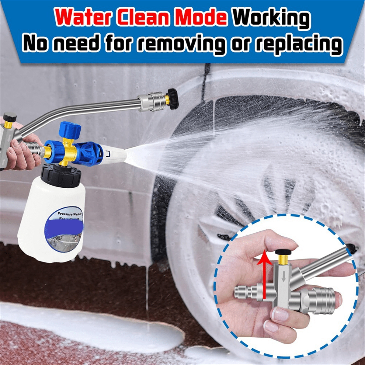 Pressure Washer Dual-Connector Tool with 7 Pressure Washer Nozzle Tips, 1/4 Quick Connect Switch Doubl