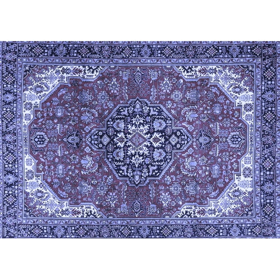 Ahgly Company Indoor Rectangle Medallion Blue Traditional Area Rugs, 7' x 9'