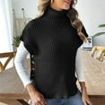 thumbnail image 4 of Wensltd Women's Turtleneck Sweater Vest Fall Knit Pullover Casual Trendy Long Sleeve Tops, 4 of 6