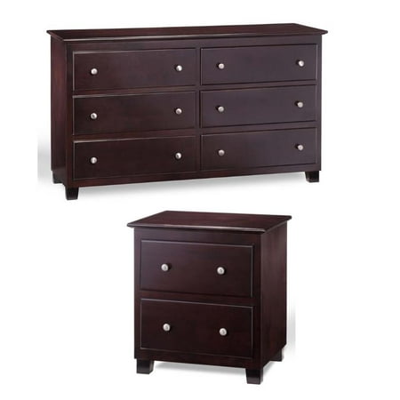 Atlantic 2 Piece 6 Drawer Dresser And 2 Drawer Nightstand Set In