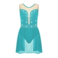 thumbnail image 3 of Doomiva Figure Skating Dress for Kids Girls Rhinestone Sleeveless Ballet Lyrical Dance Leotard Performance Dancewear Blue Green 16, 3 of 7