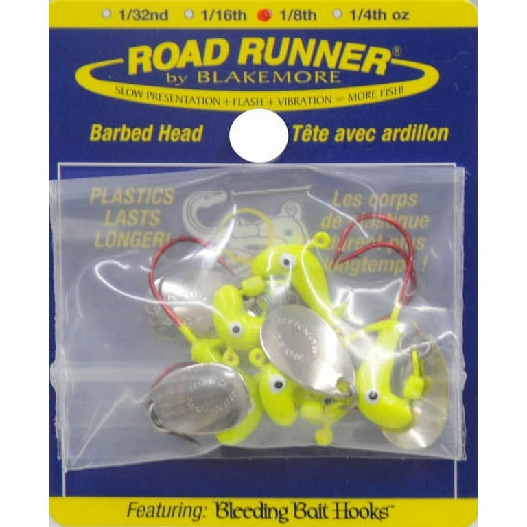 Road Runner Barbed Head, Chartreuse, Underspin Fishing jig creates