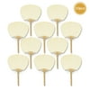 Quasimoon 9" Beige / Ivory Paddle Paper Hand Fans for Weddings (10 Pack) by PaperLanternStore