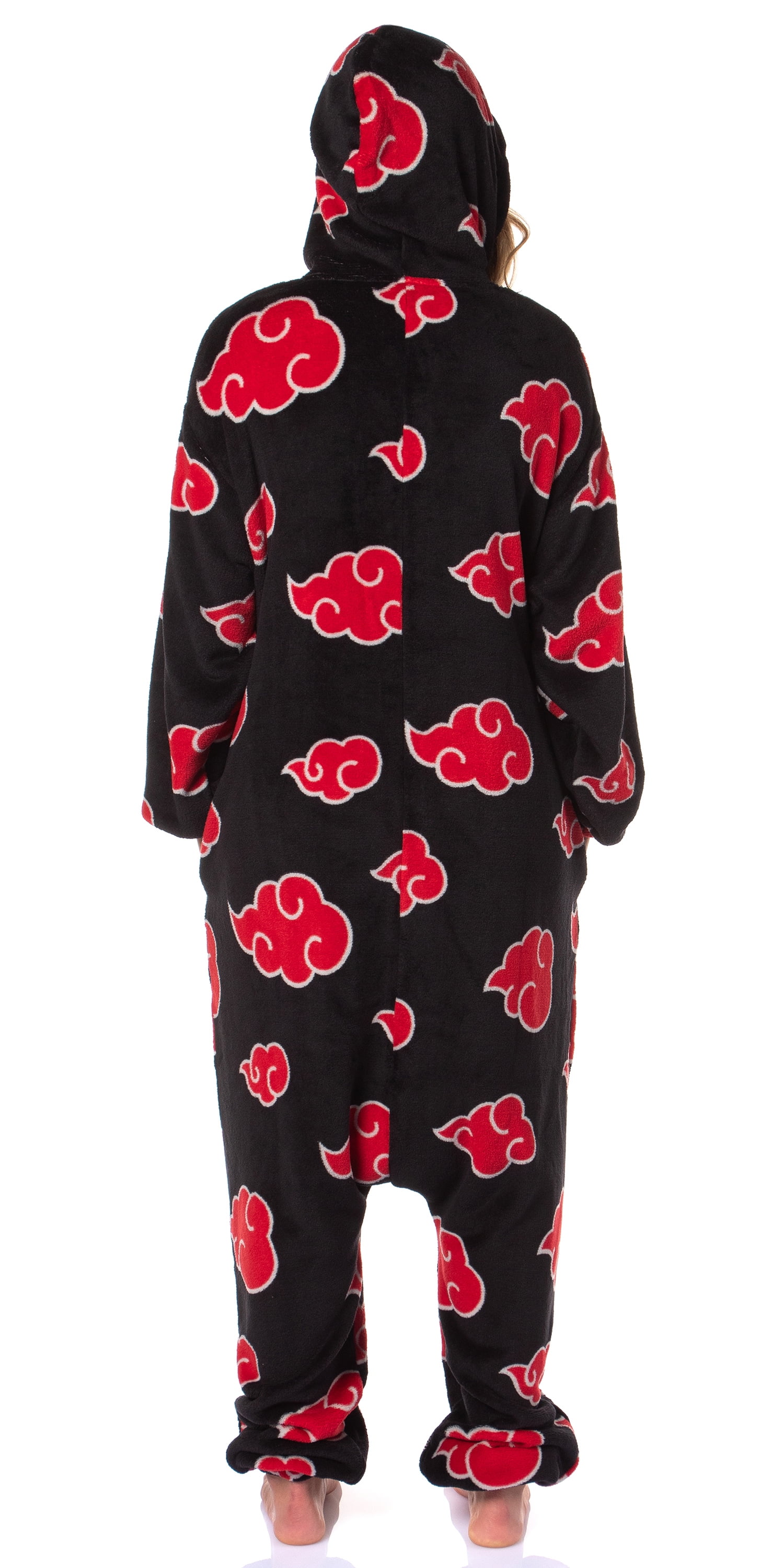 Naruto Shippuden Akatsuki Red Clouds Shinobi Anime Adult Kigurumi One Piece Costume Loungewear Sleep Pajama Union Suit