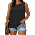 thumbnail image 4 of Omexry Womens Workout Tops Women's Crew Neck Sleeveless Tank Tops Casual Loose Curved Hem Basic Shirts Summer Solid Color Blouses, 4 of 7