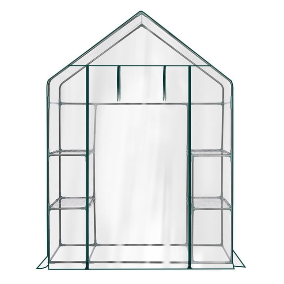 Mini Walk-in Greenhouse, 4-Shelf Plant Greenhouse Indoor Outdoor, 56" x 29" x 77" PVC Cover Garden Green House for Plants & Seedlings