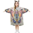 thumbnail image 4 of BZSMCE Kids Wearable Blanket Hoodie Warm and Cozy Mandala Butterfly Flannel Sweatshirt, 4 of 7
