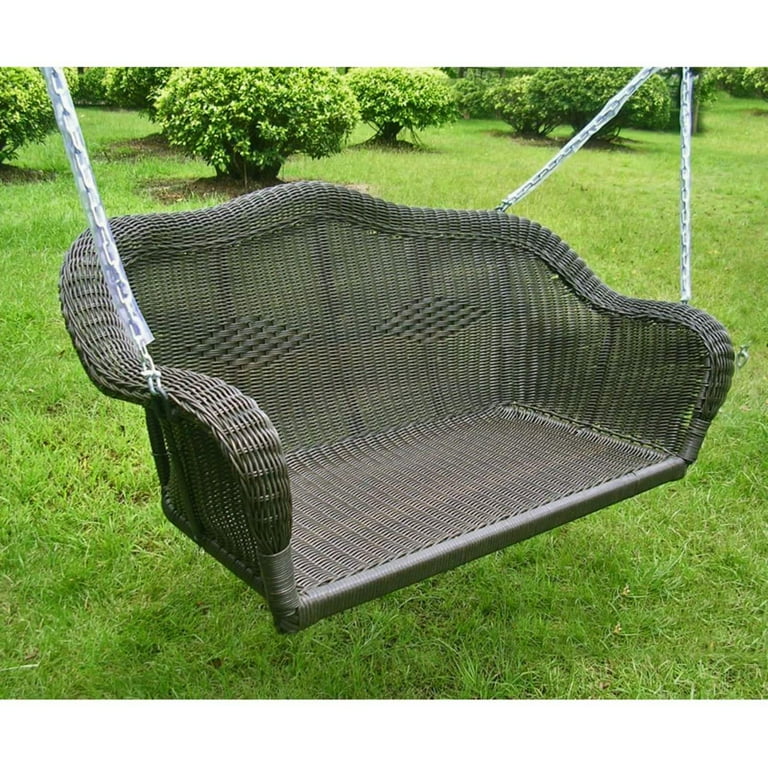 International Caravan Resin Wicker Hanging Loveseat Swing International Caravan Resin Wicker Hanging Loveseat Swing