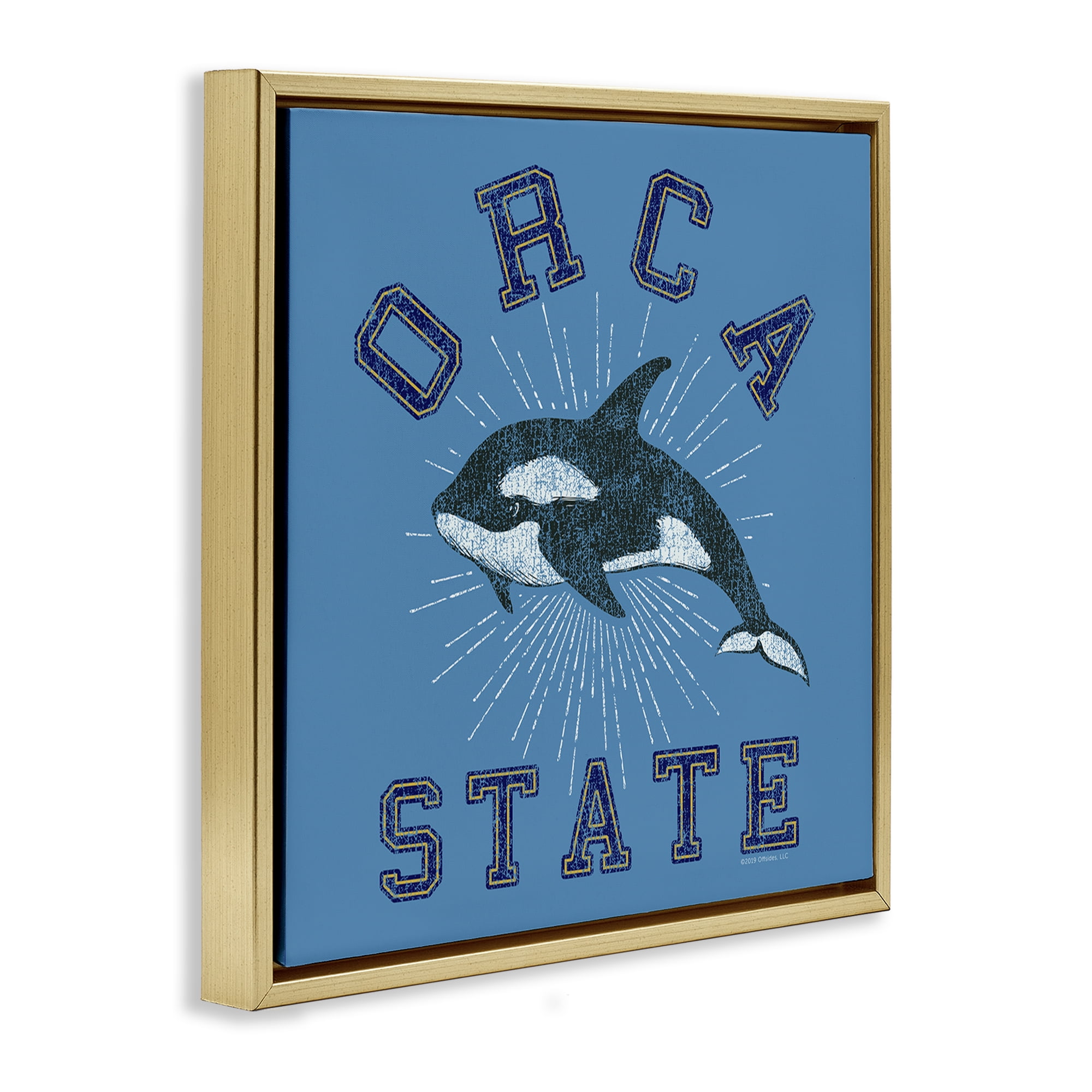 Stupell Industries Vintage Orca State Animals Painting Gold Floater Framed Canvas Art Print Wall Art, 18 x 18