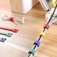 thumbnail image 3 of Cinta Adhesiva de Cierre de Velcro Tipo T, 50 Piezas Correas de Cable Reutilizables Cinta de Sujeción de Poliéster Organizador de Cables para Alambres y Cables (5 Colores) Type T JM, 3 of 5