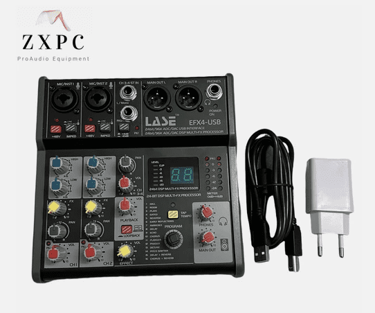 LASE Mini 4 Channel Sound Mixing Console Audio Mixer with USB2.0 audio interface