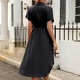 thumbnail image 4 of ZVNAΖH Women's Short Sleeve Collared Button-up Shirt Dress Tie Front Wrap High Waist Short Sleeve T Shirt Summer Dress, 4 of 5