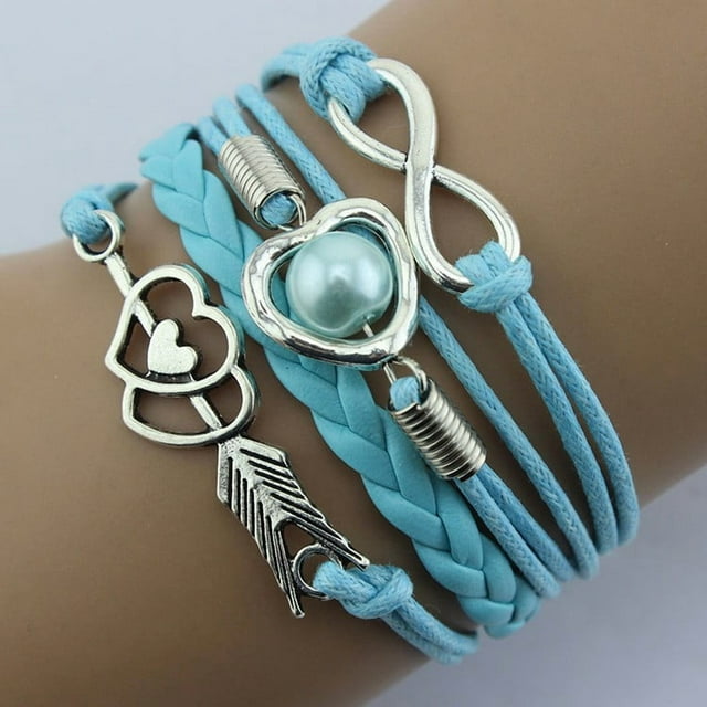 Bracelets Hand Chain with Retro Heart Pearl and Colored Cord Layered Design for Everyday Style Lightweight Alloy Craftsmanship Fashion Accessory