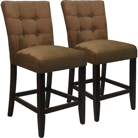 Parson Tufted Microfiber Stools, Set of 2, Cherry