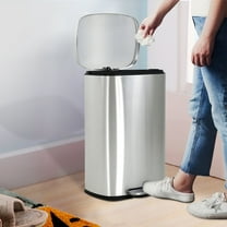 Dkelincs Step Trash Can 13 Gallon Bathroom Trash Can Stainless Steel Kitchen Garbage Can with Foot Pedal & Liner for Kitchen, Bathroom, Office