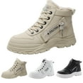 thumbnail image 7 of XIMIN Women's Chunky White Sneakers Plus Velvet New Versatile Warm High Top Boots Korean Style Winter Boots with Waterproof Artificial Leather and Fleece Lining Shoes, 7 of 7