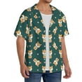 thumbnail image 4 of Xecao offers the Cute Shiba for Men's Casual Short-sleeved Shirt, a button-up collared shirt with a pocket, perfect for beach vacations and yacht travel in the X-Large size., 4 of 7