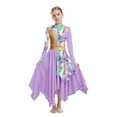thumbnail image 2 of TSSOE Kids Girls Worship Praise Dance Dress Long Sleeve Irregular Tunic Liturgical Church Robe Performance Dancewear Light Purple 14, 2 of 6
