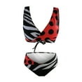 thumbnail image 4 of Womens Tankinis 2 PCS High Waist Printed V Neck Color Block Beach Bathing Suits Plus Size Swimwear, 4 of 6