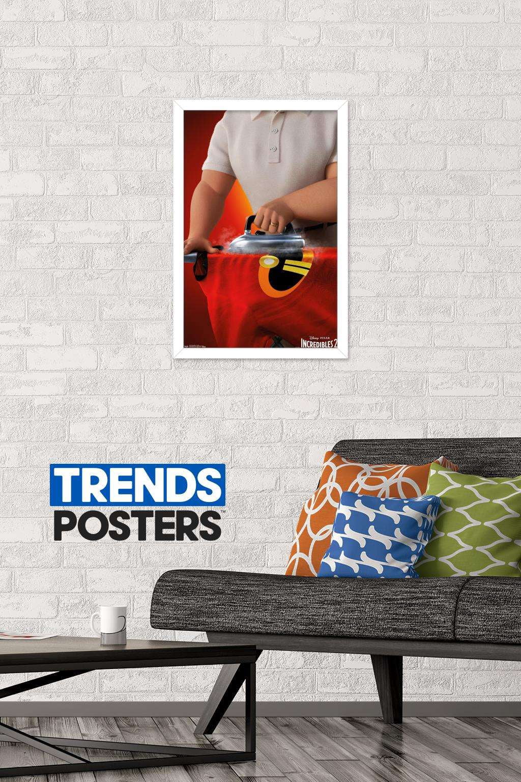 Disney Pixar The Incredibles 2 - Ironing Wall Poster, 14.725" x 22.375", Framed