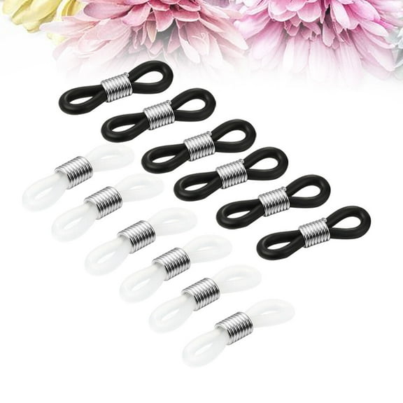 FRCOLOR 12pcs Glasses Chain Rubber Ring Non DIY Connector Strap Eyelets Rope Accessories 6 White 6 Black