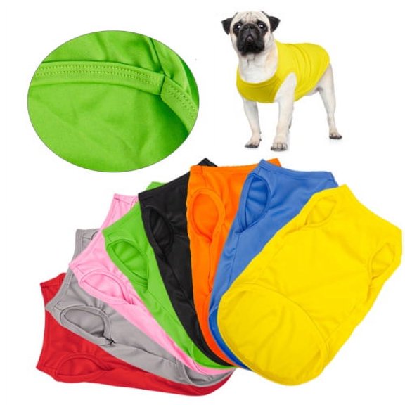 Shulemin Dog Vest Round Neck Elastic Cotton T-shirt Summer Pet Clothes Puppy Costume,Black S