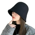 thumbnail image 1 of Women Winter Bucket Hat Thick Solid Color Soft Sun UV Protection No Brim Deep Windproof Cold Resistant Foldable Hat Lady Cap Outd, 1 of 10