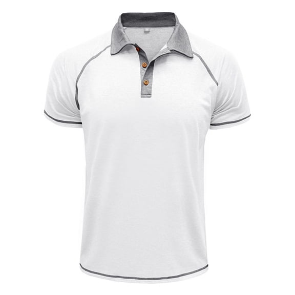 Gytharion Mens T-Shirts Color Block Lapel Buttons Short Sleeve Shirts Summer Outdoor Sports Workout Tees