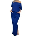 thumbnail image 1 of Bowake Robe Maxi d'Été pour Femmes Décontractée Ample avec Poches Robe Longue Taille Élastique Manches Courtes Fendue Robes Maxi de Printemps, 1 of 7